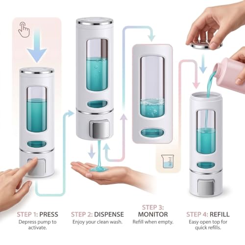 Image of Soap Dispenser for Wash Basin Wall Mounted | Liquid Handwash Dispenser Bottle 400ml | Bathroom & Kitchen Soap Dispenser | Plastic Hand Wash Dispenser | Dish Wash & Shampoo Liquid Dispenser