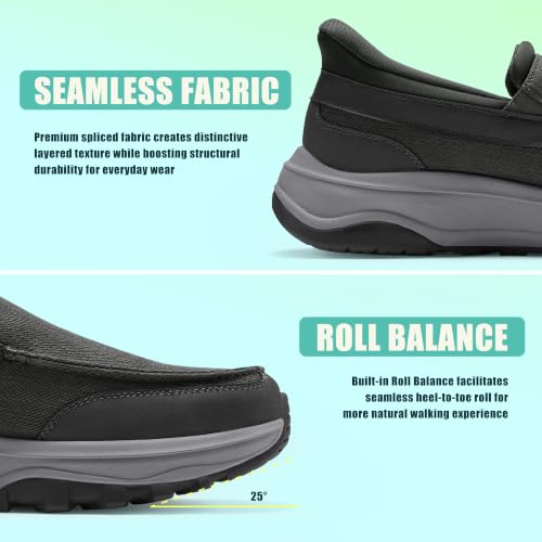 Image of Coostar Mens Slip On Canvas Loafers Arch Support Walking Orthopedic Shoes