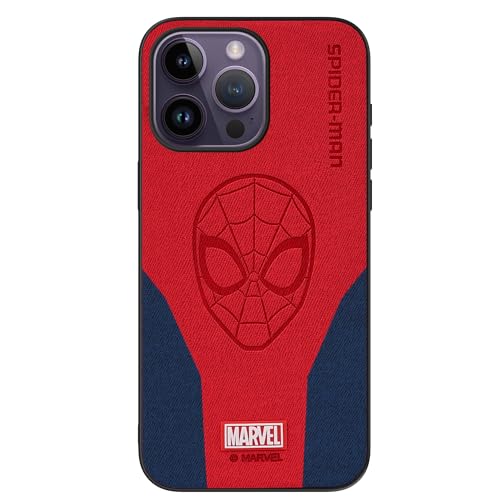 IRON SPIDER Case for iPhone 15 with Superhero Character Compatible iPhone 15 Leather Case RED+Blue (Spider)