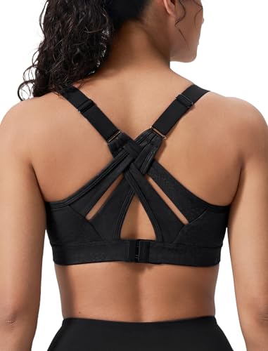 Image of Yvette Sports Bra High Impact Adjustable Criss Cross Back, Full Support for Large Bust No Bounce