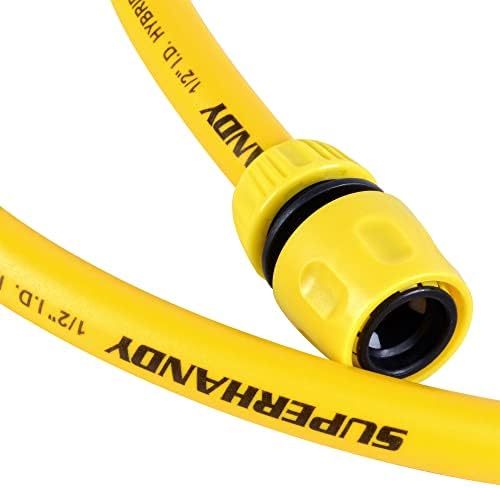 SuperHandy Garden Lead-in Water Hose 13mm(1/2") x 0.9m(3' ft) Ultra Flex Hybrid Polymer Inlet Hose Max Pressure 150 PSI/10 BAR with 3/4" Plastic Connector