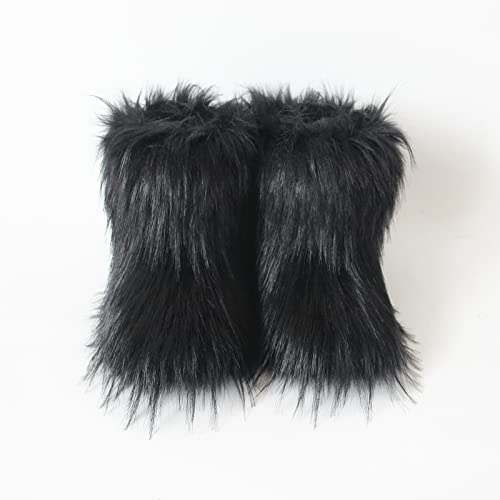 MH Bailment Boys Girls Cozy Plush Snow Boots Furry Fuzzy Fluffy Faux Fur Boots Winter Warm With Fur Lined Boots Soft Sole Outdoor Shoes for Little Kid2