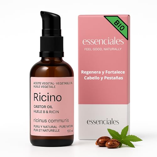 Aceite de Ricino 100% Puro y Natural Essenciales | Hidrata, Regenera y Fortalece | Ideal para Cabello, Pestañas, Cejas, Barba y Uñas