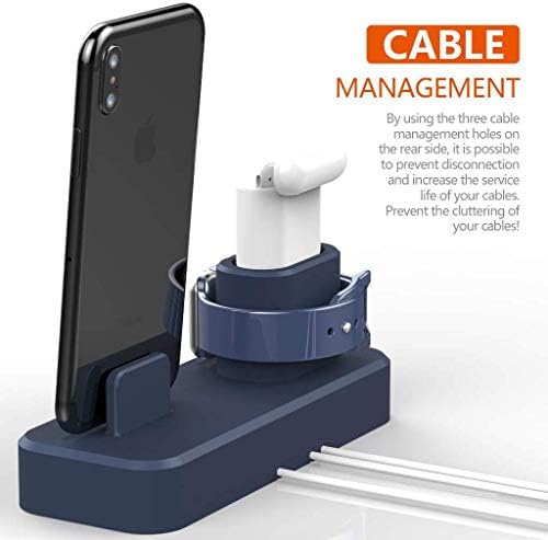 AODUKE 3 in 1 Charging Stand Dock Silicone Compatible with Apple Watch, AirPods Pro/AirPods 2 & 1and iPhone 11/11 Pro/11 Pro Max/Xs/X Max/XR/X / 8/8 Plus (NOT Include Charger) -AJGJZJ001-blue