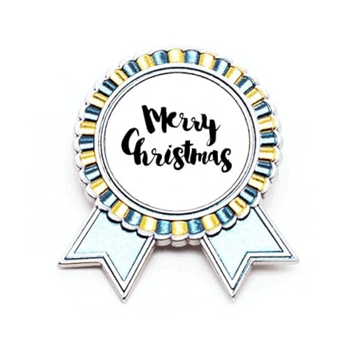 Broche Merry Christmas en métal M pour personnaliser un vêtement triste en look de Noël