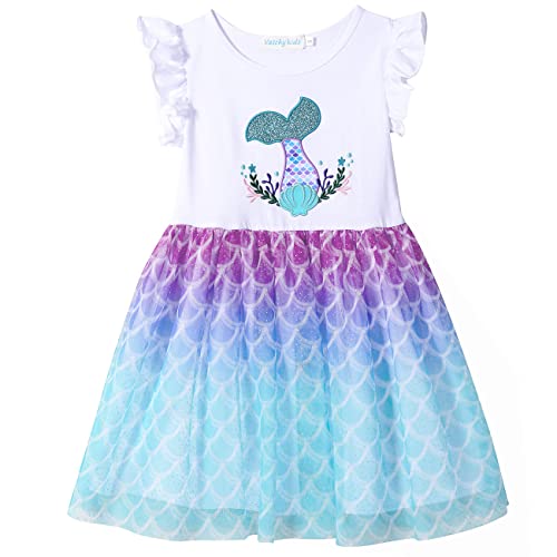 VASCHY Vestidos de Niña, Vestido Manga Corta Vestido Sirena Princesa Vestidos Ropa Tul Fiesta...