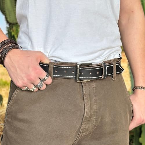 DANIEL'S ARTPLANET Men's Heavy Duty Leather Work Belt Durable Concealed Carry Belt CCW Gun Belt 1.5" ThickLeather EDC Belt3