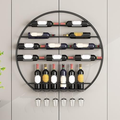 Étagère murale bouteille de vin et support verre style industriel