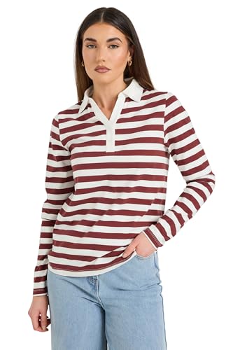 Long Tall Sally - LTS Tall Red Stripe Placket Polo Top - Women's