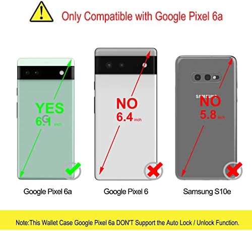 YATWIN Compatible with for Google Pixel 6A Case, Flip Wallet Leather Case with Screen Protector and Card Slot Kickstand Phone Cases Cover for Google Pixel 6A - Pine Green
