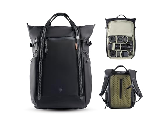 PGYTECH OneGo Roamer Tote Camera Backpack 18L Water-Resistant Dual Carry Tote Bag for DSLR/Mirrorless Cameras DJI Mavic Drone 15 MacBook Air Tripod Holder Side/Top Access Matte Black