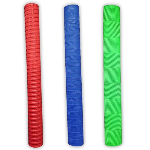 Vinson Cricket Bat Grips Combo Pack of 3 - (1 Spiral/Coil, 1 Chevron, & 1 Ring Chevron) made with Rubber Material for Better Shock Absorption with it\'s Extra Cushioning & Comfortable Fit.