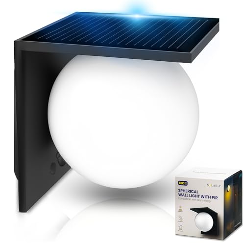 Applique solaire murale extérieure – Luminaire LED 1000 lm avec détecteur de mouvement PIR et mode permanent – IP54, sans fil – Éclairage continu pour...