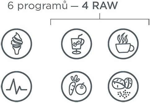 Icons representing the 6 pre-defined programs: Ice Cream, Ice, Smoothie, Soup, Nuts, Vegetables, and Pulse