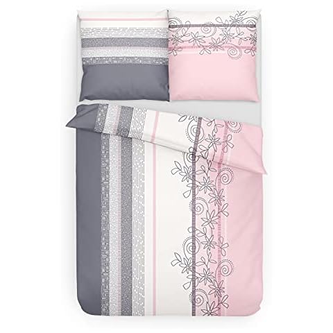 Träumschön Biber Bettwäsche 155x220 - Bettwäsche 155x220 cm & Kissenbezug 80x80 2tlg - 100% Baumwoll Bettwäsche - Kuschelige Winterbettwäsche Cover