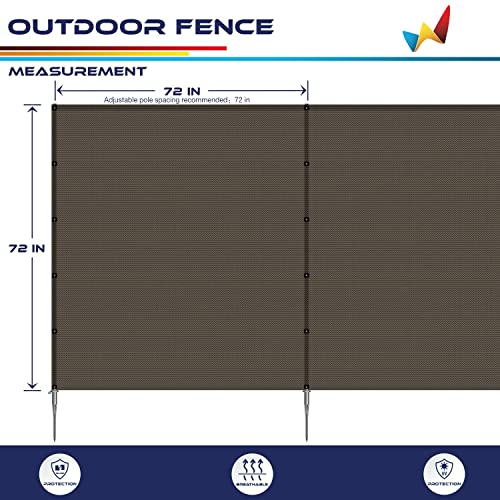 Windscreen4Less Outdoor Fence Fencing Kit With Poles Ground Spikes Privacy Fence For Dog Yard Pool Garden Safety Chicken Fence Temporary Removable Stainless Steel Poles Brown 6'X24' #TOP3