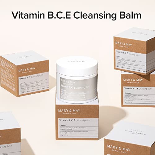 Mary&May Vitamin B, C, E Cleansing Balm 4.05 Fl Oz / 120G | Oil Balm Melts At Skin Temperature, Gentle Skincare Facial Cleansing Balm, Vitamin B, C And E Make Up Remover | Ewg Ingredients #TOP1