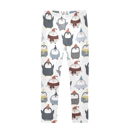 CaTaKu Girls Leggings Cute Penguins Colorful Leggings for Girls Kids Athletic Workout Yoga Pants Size 4-10T