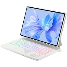 Keyboard Case for Huawei Mate 11, Magic-Stand,Built-in Trackpad,7-Color Backlit,White