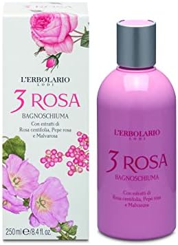 L'Erbolario 3 Rosa Shower Gel - Bath Foam With Seductive And Elegant Power - Preserves The Natural Moisture Of Skin Tissue - Perfectly In Tune With Feminine Allure - Ideal For Sensitive Skin - 8.4 Oz