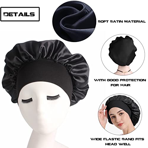 MUFEKUM Hair Bonnet for Sleeping Wide Band Satin Bonnet, Night Sleep Cap Silk Bonnet - Image 3