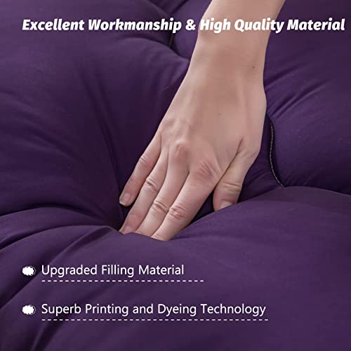 Image of MAXYOYO Japanese Floor Mattress Futon Mattress, Thicken Sleeping Pad Foldable Roll Up Floor Futon for Adults Tatami Mat Dormitory Lounger, Purple, Full Size