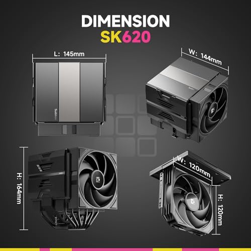 Image of SK620 AM5 Air Cooler: 6 Heatpipes Dual Tower CPU Air Cooler for AM5 Exclusive - PC Cooler with 120mm FDB PWM Quiet Fans & Quick Lock Mount