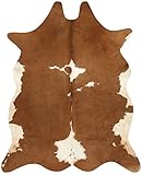 kuhfell braun teppich Rutschfeste Rückseite DomDeco Kuhfell-Teppich Imitat Argentina aus Polyester, Print-Teppich, rutschfest, geeignet für Wohnzimmer/Esszimmer/Diele, Braun-Weiß in 155x190cm