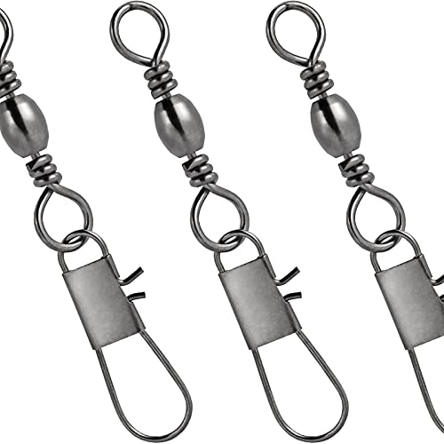 Dr.Fish 50 Pack Fishing Barrel Swivel with Snap Freshwater Snap Swivels