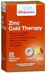 Walgreens Zinc Cold Therapy Quick Dissolving Tablets, Citrus, 25 ea by Walgreens