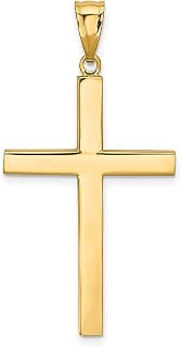 Colar com pingente religioso de cruz latina em ouro amarelo 14 k joias finas para mulheres presentes para ela, Ouro amarelo