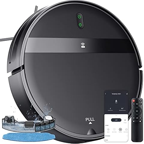 MANVINS Robot Vacuum and Mop Combo, Smart Robotic Vacuum with WiFi/App/Alexa, Ultra-Slim & Quiet, Tangle-Free Suction, Automatic Recharge Robot Vacuum Cleaner for Pet Hair/Carpet/Hard Floor Cover