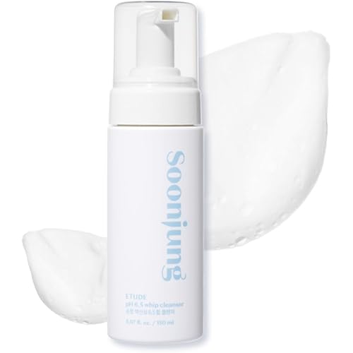 ETUDE SoonJung pH 6.5 Whip Cleanser 5.07 fl.oz (150ml) 23AD | Non Comedogenic & Hypoallergenic Soft Bubble Hydrating Facial Cleanser for Sensitive Skin | Low-pH Korean Face Wash | K-Beauty