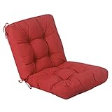 QILLOWAY Outdoor Seat/Back Chair Cushion Tufted Pillow, Spring/Summer Seasonal All Weather Replacement Cushions. (RED)