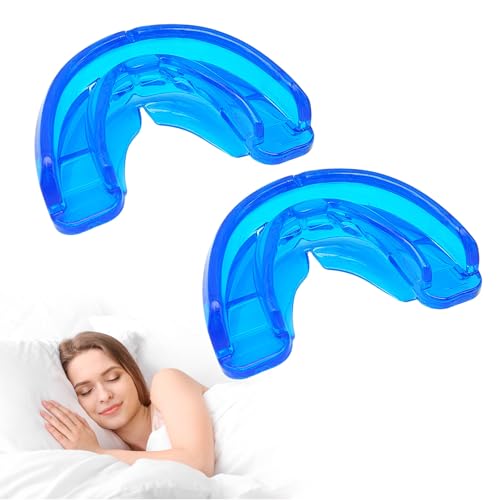 SAIIURV 2 Piezas Antirronquidos y Anti Bruxismo, Bruxismo Dental Noche, Anti Ronquidos, Prevenir el Bruxismo y Roncar, Protector Bucal Para Rechinar, Ajustable y Reutilizable Anti Ronquidos (Azul)