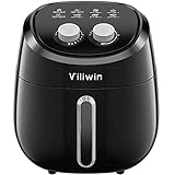 Air Fryer, 4.5 QT Less Oil Airfryer, Nonstick Basket & Dishwasher Safe, viliwin Air Fryer Oven, 30 Minute Timer, Auto Shut Off, 1400W(black)