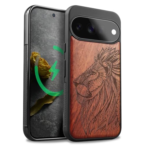 Coque Google Pixel 11 Magsafe bois motif lion pour le quotidien