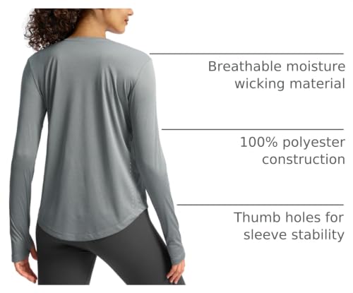 Image of Soothfeel Lightweight Long Sleeve Workout Tops for Women Gym Running Shirts