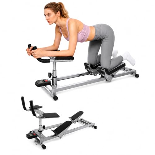 iMustech Spine Twist and Stretch Trainer Crawling Machine for Adults Ab Twist Machine Core Trainer with Built in Counter 5 Level Height 3 Level Angle Adjustable Knee Support Home Gym Equipment
