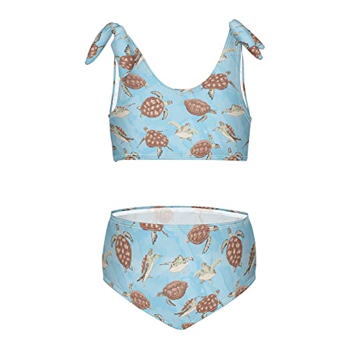 Image of Raccoon and Paw Print Pattern Girls Bikini Sets 2 Piece Swimsuits Bathing Suit Swimwear