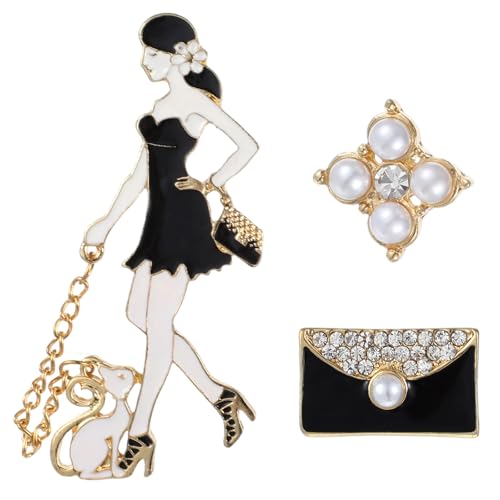 Image of Number Five Brooch, Celebrity Designer Inspired Flower Brooch Pin Gift Set, Lucky Number Five Brooches with Imitation Pearl Vintage Imitating Pearl Rhinestone Crystal Brooch Pin for Women for Wedding