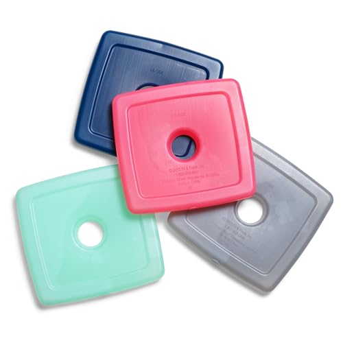 Image of Fit + Fresh Cool Coolers Slim, Reusable Ice Packs for Lunch Bags, Beach Bags, Coolers, and More, Set of 4, Multicolored