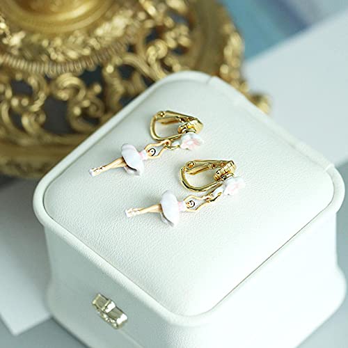 Hand Painted Enamel Glaze Mini Pink Ballet Stud Earrings And Pure And Fresh Temperament Stud Earrings. Lady Ear Clip #TOP3