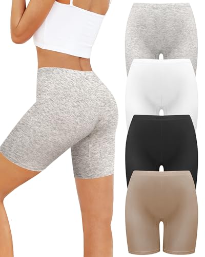 voenxe Women Cotton Boy Shorts Underwear,Lady Boxer Brief,High Waist Anti Chafe Short for Under Dress,Soft Biker Panty 4Pack