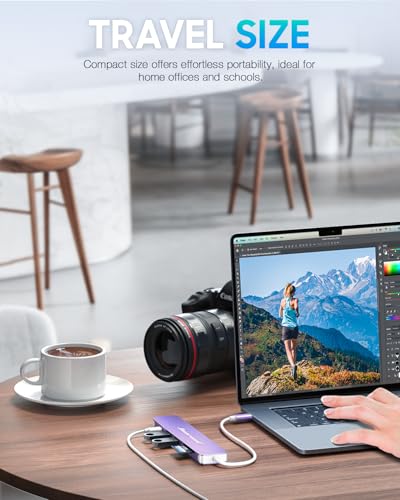Image of Hiearcool USB C Hub, 7-in-1 Multi-Port Adapter, USB-C to 4K HDMI Splitter Type C Dock Dongle with 100W Power Delivery SD /TF Card Reader Compatible for MacBook Pro /Air and More Type USBC Devices
