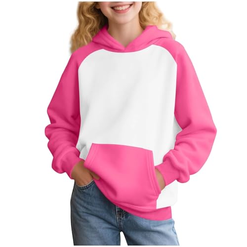 Fashion Color Block Hoodies for Girls Boys Cute Oversized Long Sleeve Pocket Sweatshirts Kid Casual Comfy Soft Pullover Tops
