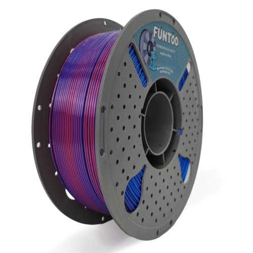 FUNTOO Silk Dual Color PLA 3D Printer Filament, 1.75mm 1KG (2.2lbs), Shiny Gloss Finish, Easy Printing, Dimensional Accuracy ±0.02mm(Red & Blue)