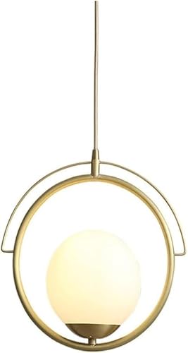 KLXSIVU Modern Minimalist Copper Pendant Light - Adjustable Single Glass Chandelier, Stylish Indoor Lighting Fixture for Living Room, Dining and Kitchen Decor