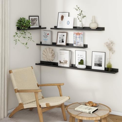 Image of Genuine Decor 56 Inch Black Floating Shelf for Wall, Long Wall Shelf