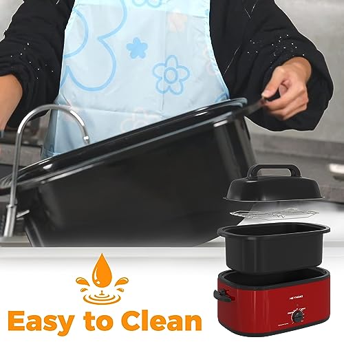 Image of 22 Quart Electric Roaster Oven with Visible & Self-Basting Lid, Large Turkey Roaster with Defrost Warm Function, Adjustable Temperature, Removable Pan Rack, Stainless Steel